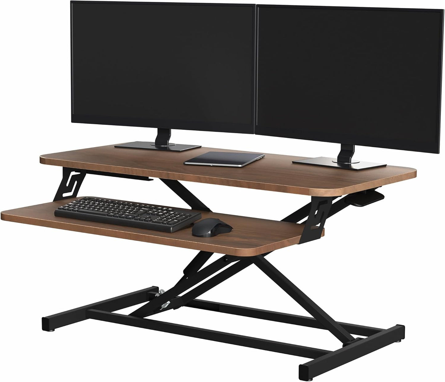 VIVO Desk Converter 32 inch Height Adjustable, MDF Wood Sit to Stand Riser, White, DESK-V000SW
