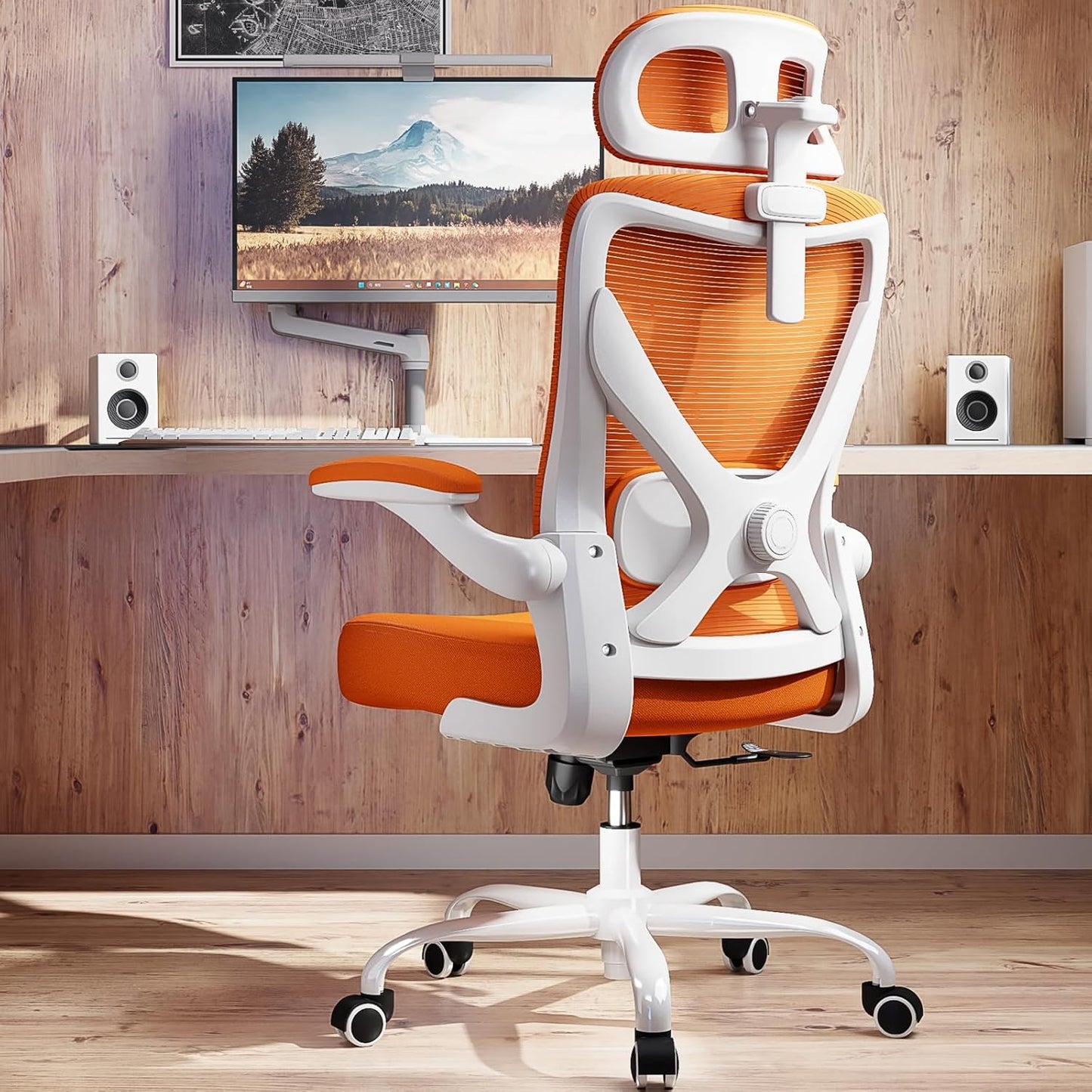 Ergonomic Office Chair - Computer Desk Chairs Comfy, Mesh High-Back Gaming Chair with Adjustable Lumbar Support, Executive Task Chair for Adults, Comfortable for Long Hours (Grey Silver)