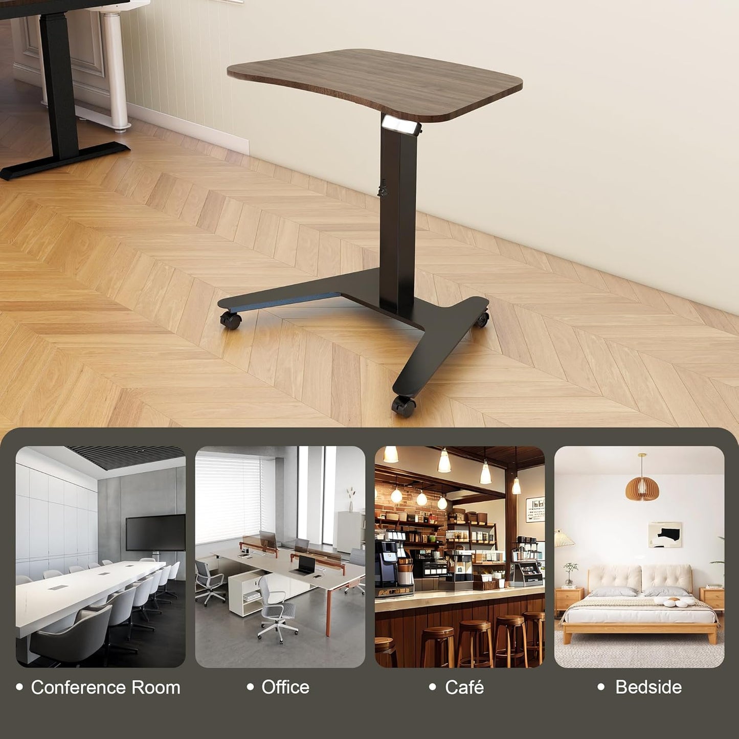 Fromann Electric Single Table Lift Desk Frame Mobile Standing 27.6in to 47.2in Height Adjustable Rolling Laptop Sit Stand Desk Base (Black)