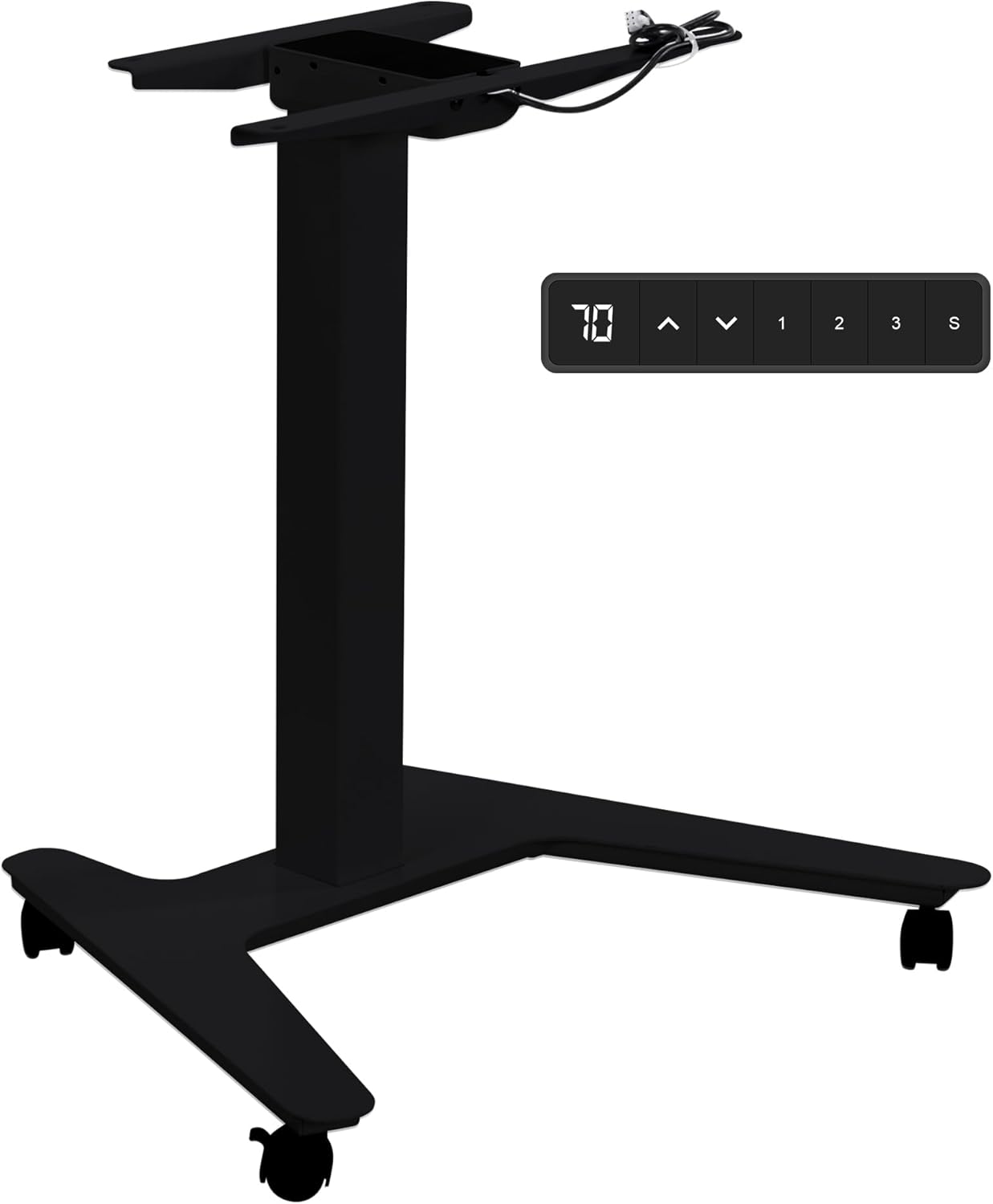 Fromann Electric Single Table Lift Desk Frame Mobile Standing 27.6in to 47.2in Height Adjustable Rolling Laptop Sit Stand Desk Base (Black)
