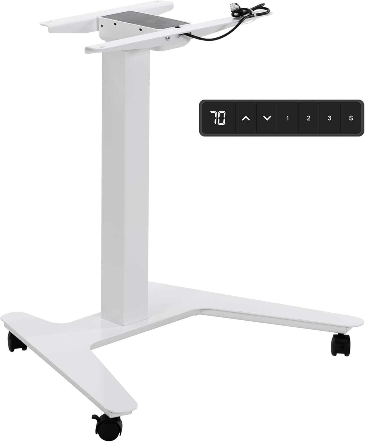 Fromann Electric Single Table Lift Desk Frame Mobile Standing 27.6in to 47.2in Height Adjustable Rolling Laptop Sit Stand Desk Base (Black)