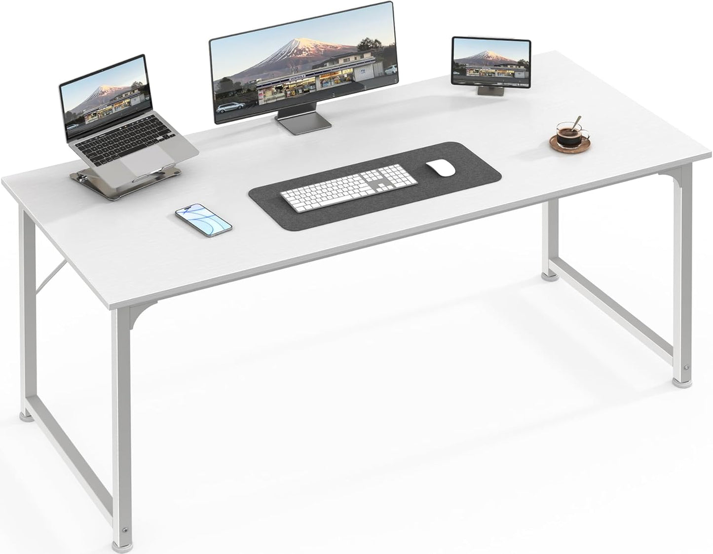 Huuger Computer Desk, 70 Inch Office Desk, Gaming Desk with Storage, Writing Desk Work Desk for Home Office, Study, Long Simple Desk, Large Legroom, Metal Frame, Rustic Brown and Black