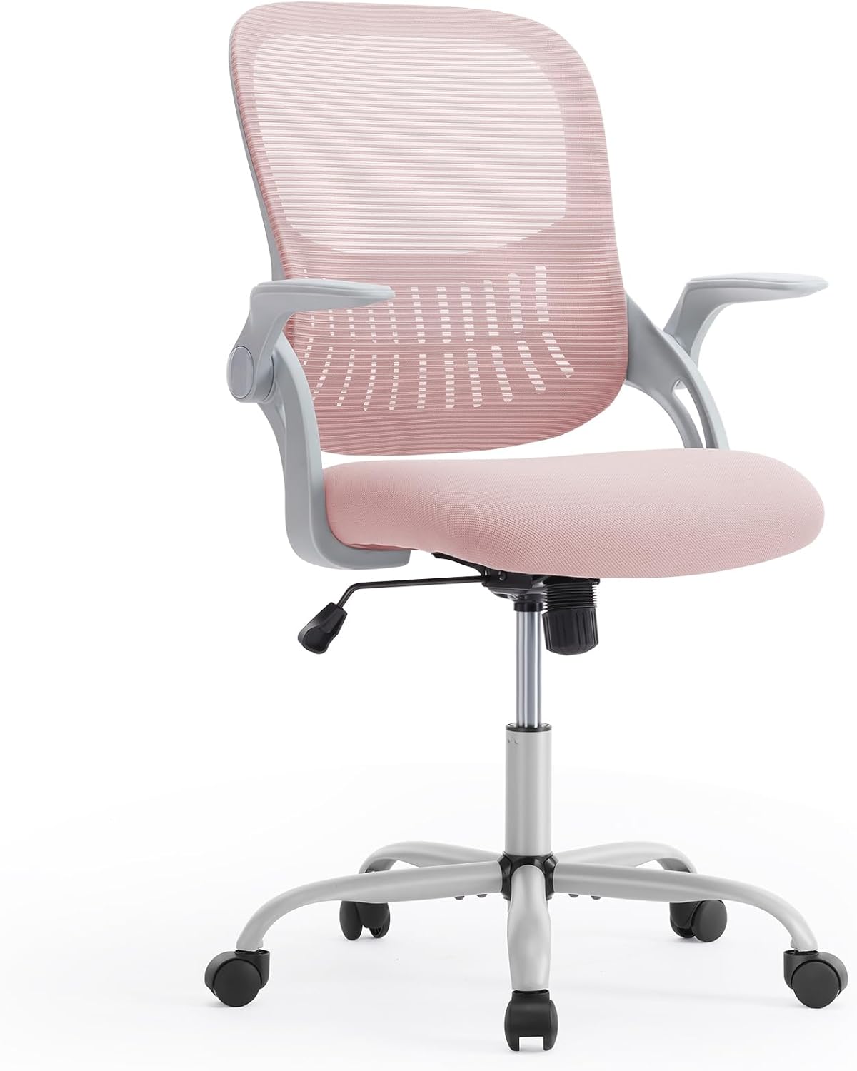 SMUG Office Computer Desk Chair, Ergonomic Mid-Back Mesh Rolling Work Swivel Task Chairs with Wheels, Comfortable Lumbar Support, Comfy Arms for Home, Bedroom, Study, Dorm, Student, Adults