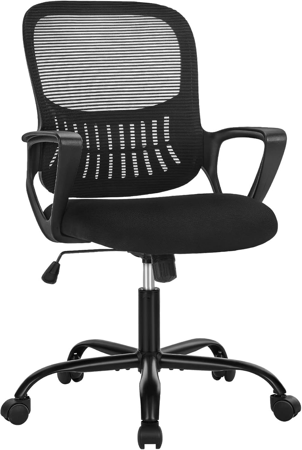 SMUG Office Computer Desk Chair, Ergonomic Mid-Back Mesh Rolling Work Swivel Task Chairs with Wheels, Comfortable Lumbar Support, Comfy Arms for Home, Bedroom, Study, Dorm, Student, Adults