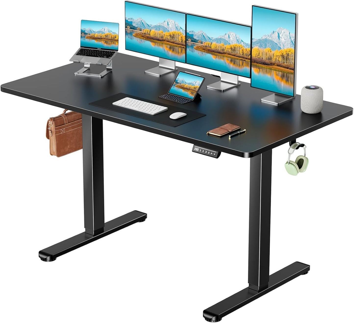 Marsail Electric Standing Desk with One-Piece Desktop,55 x 30 inch Height Adjustable Office Gaming Computer Desk with Deeper Tabletop,Home Office Stand up Desk with 4 Memory Presets, Desk for Bedroom