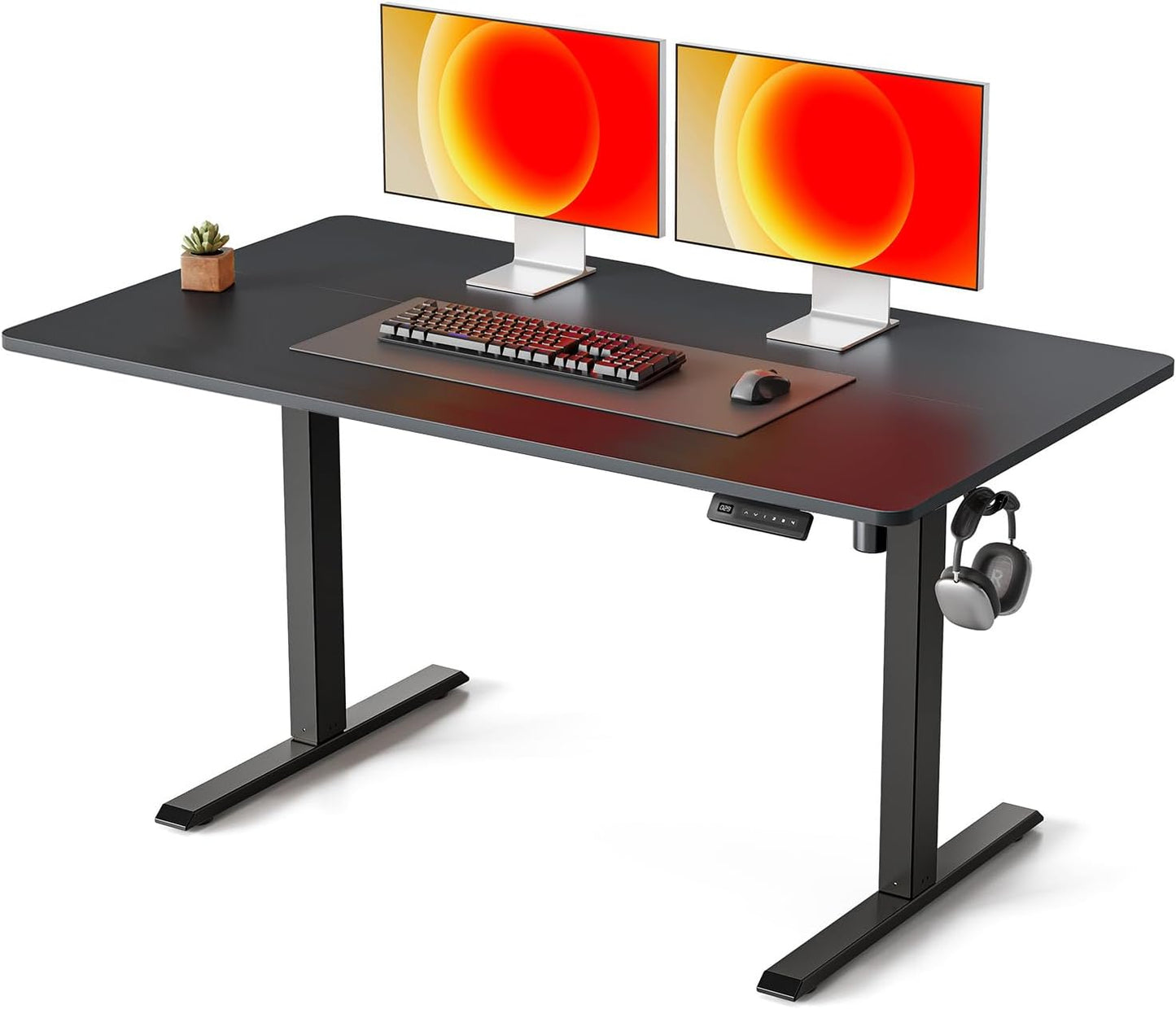 FEZIBO 40 x 24 Inchs Electric Standing Desk, Height Adjustable, Sit Stand Up, Computer Office Desk with Splice Board, White Frame/Light Rustic Top