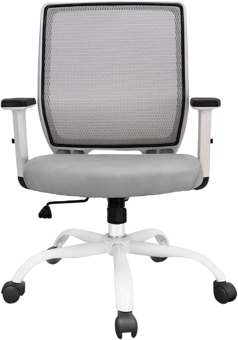 Ergonomic Office Chair Home Mesh Desk Chair with Adjustable Arms - Mid Back Computer Chairs for Adults - Swivel Task Chair Comfortable for Home Office (Black)