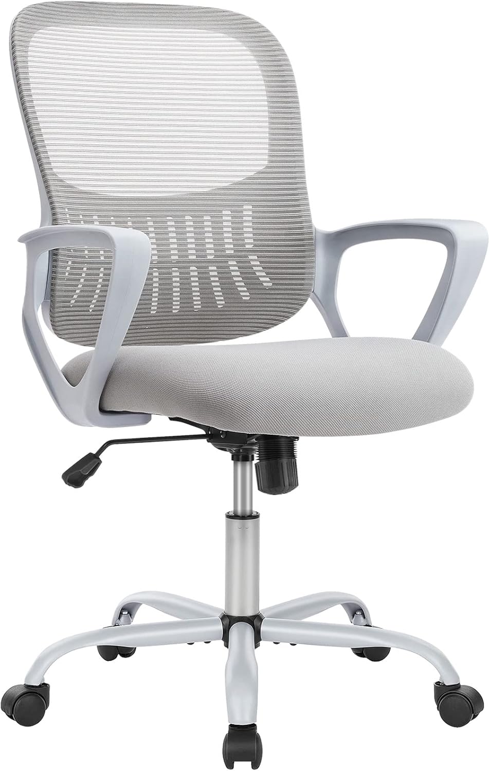 SMUG Office Computer Desk Chair, Ergonomic Mid-Back Mesh Rolling Work Swivel Task Chairs with Wheels, Comfortable Lumbar Support, Comfy Arms for Home, Bedroom, Study, Dorm, Student, Adults