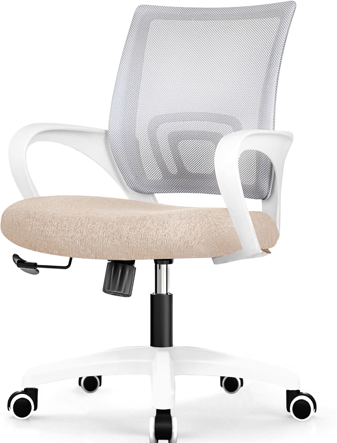 Office Chair with Ergonomic Mid Back Cushion Lumbar Support Adjustable Swivel Rolling Computer Gaming Desk Chair Comfy Mesh Seat Wheels Home Executive Use (1, All Black)