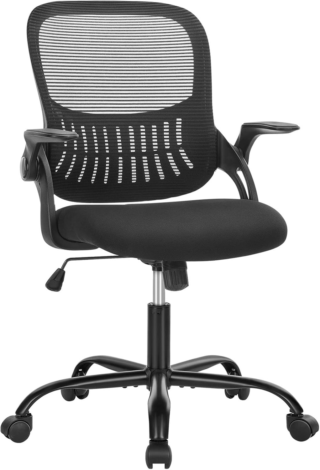 SMUG Office Computer Desk Chair, Ergonomic Mid-Back Mesh Rolling Work Swivel Task Chairs with Wheels, Comfortable Lumbar Support, Comfy Arms for Home, Bedroom, Study, Dorm, Student, Adults