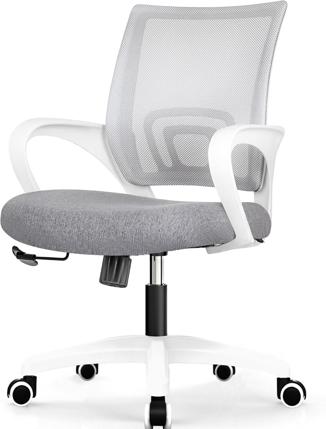 Office Chair with Ergonomic Mid Back Cushion Lumbar Support Adjustable Swivel Rolling Computer Gaming Desk Chair Comfy Mesh Seat Wheels Home Executive Use (1, All Black)