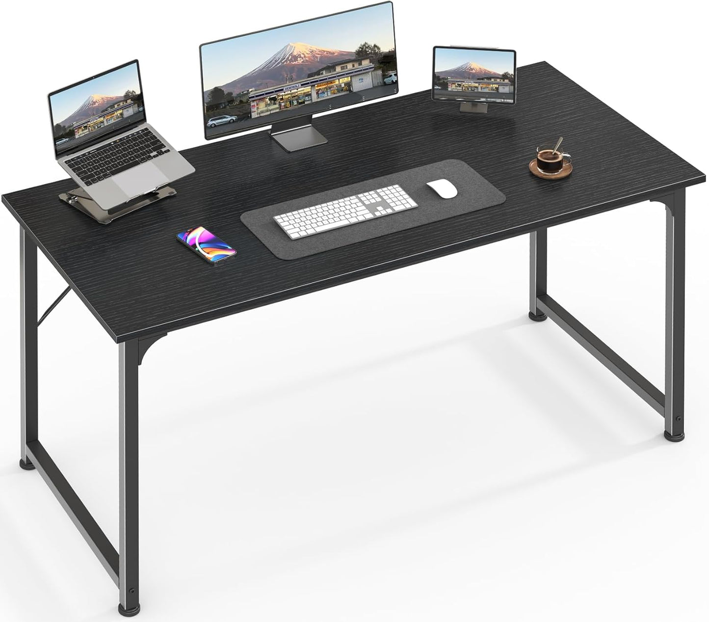 Huuger Computer Desk, 70 Inch Office Desk, Gaming Desk with Storage, Writing Desk Work Desk for Home Office, Study, Long Simple Desk, Large Legroom, Metal Frame, White
