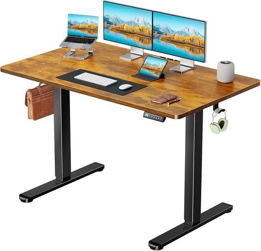 Marsail Electric Standing Desk with One-Piece Desktop,55 x 30 inch Height Adjustable Office Gaming Computer Desk with Deeper Tabletop,Home Office Stand up Desk with 4 Memory Presets, table for Bedroom