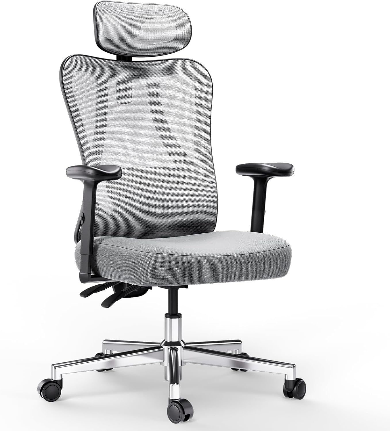Hbada P3 Ergonnomic Office Chair with 2D Adjustable Lumbar Support, Office Chair with Adjustable Headrest and Armrest, 145° Stepless Tilt Function, Black(No Footrest)