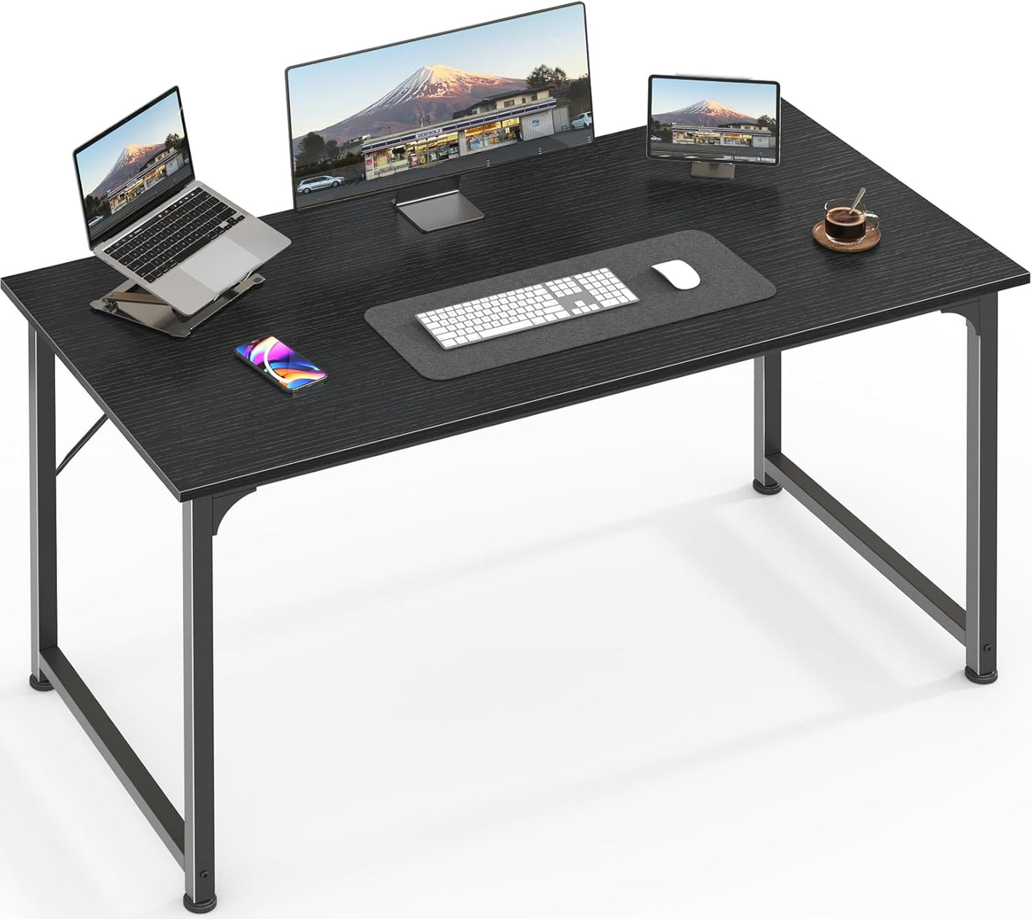 Huuger Computer Desk, 70 Inch Office Desk, Gaming Desk with Storage, Writing Desk Work Desk for Home Office, Study, Long Simple Desk, Large Legroom, Metal Frame, White
