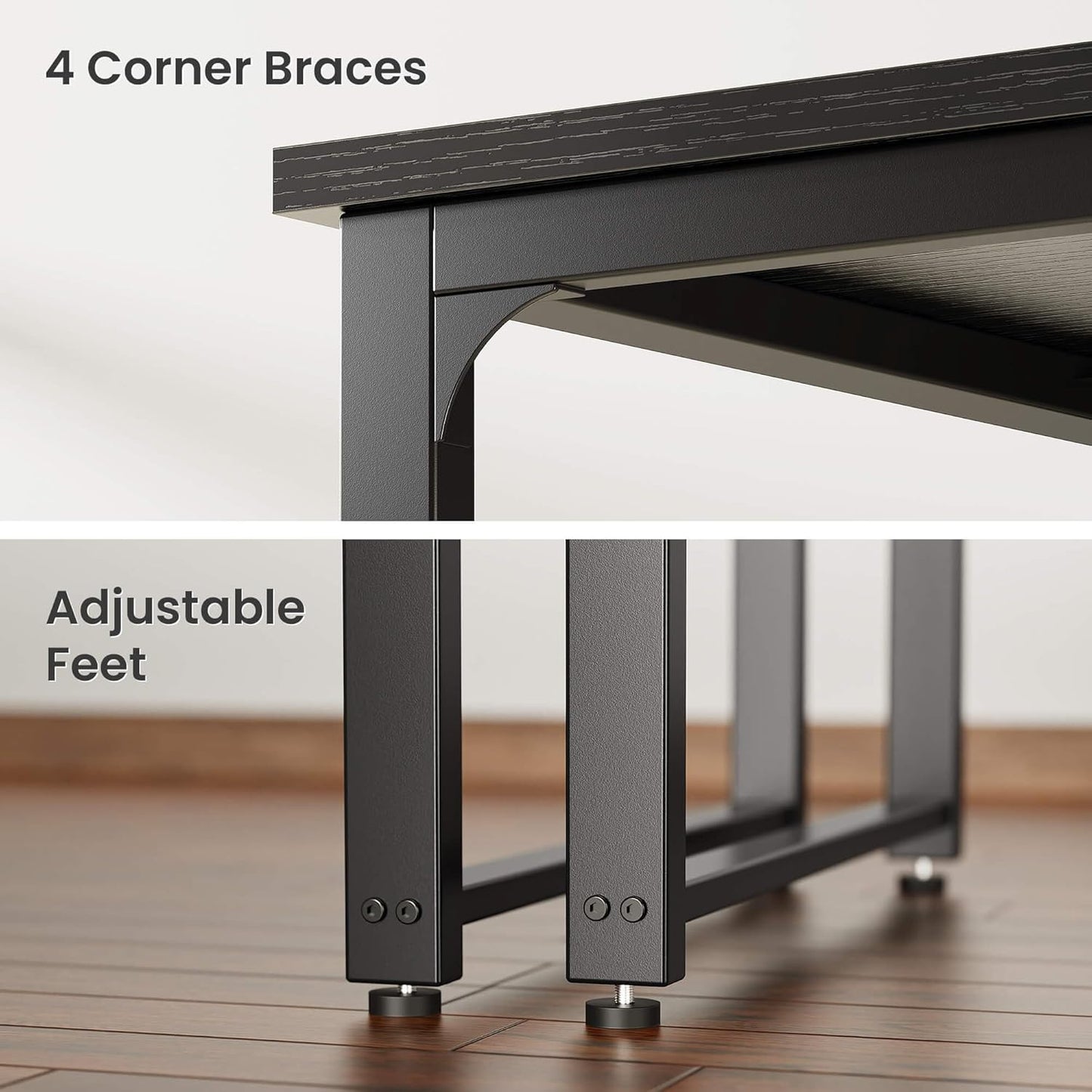 Huuger 63 x 24 inch Desk with Power Outlets & USB-C, Deeper & Thicker Desktop, Robust Metal Tubes, Computer Desk, Heavy Duty Office Desk, Work Gaming Desk, for Home Office, Black