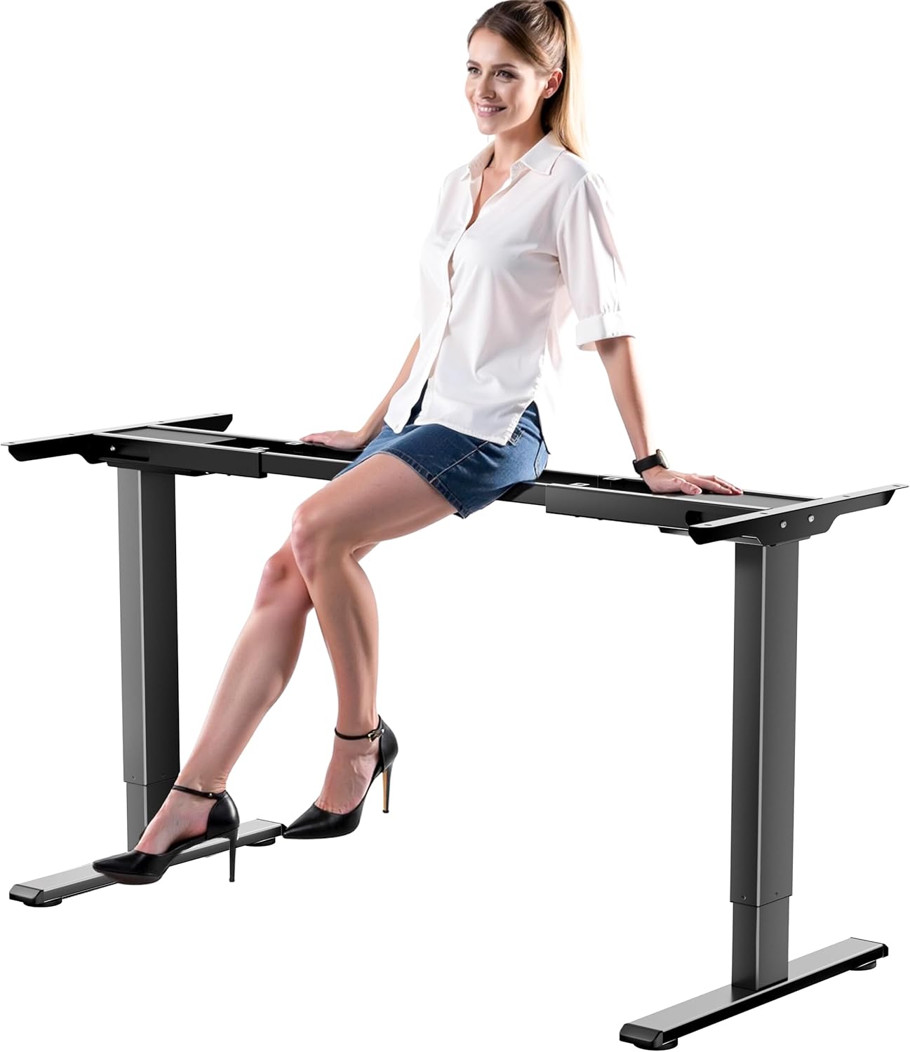 Standing Desk Frame for 37 to 77.5’’ Desktop, Electric Height Adjustable Desk Legs, 176 lbs Motorized Desk Legs Workstation Frame with Memory Presets, White Frame Only