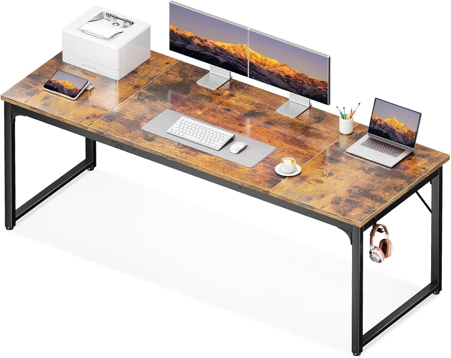 Coleshome 71 Inch Computer Desk, Modern Simple Style Desk for Home Office, Study Student Writing Desk, Black
