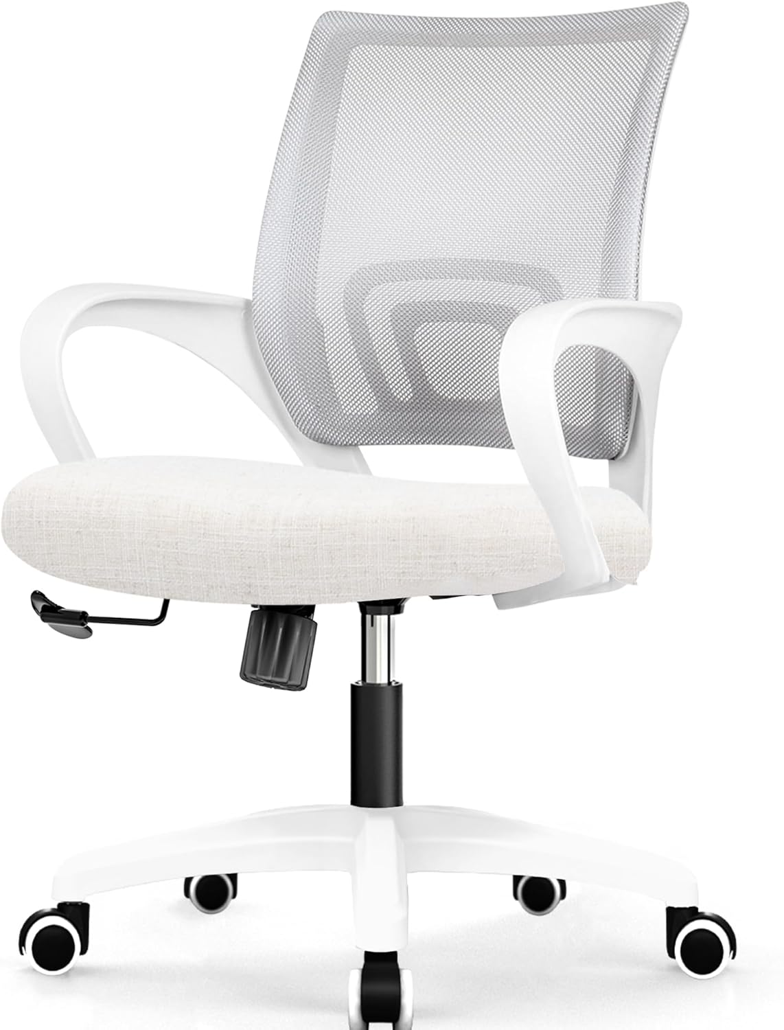 Office Chair with Ergonomic Mid Back Cushion Lumbar Support Adjustable Swivel Rolling Computer Gaming Desk Chair Comfy Mesh Seat Wheels Home Executive Use (1, All Black)