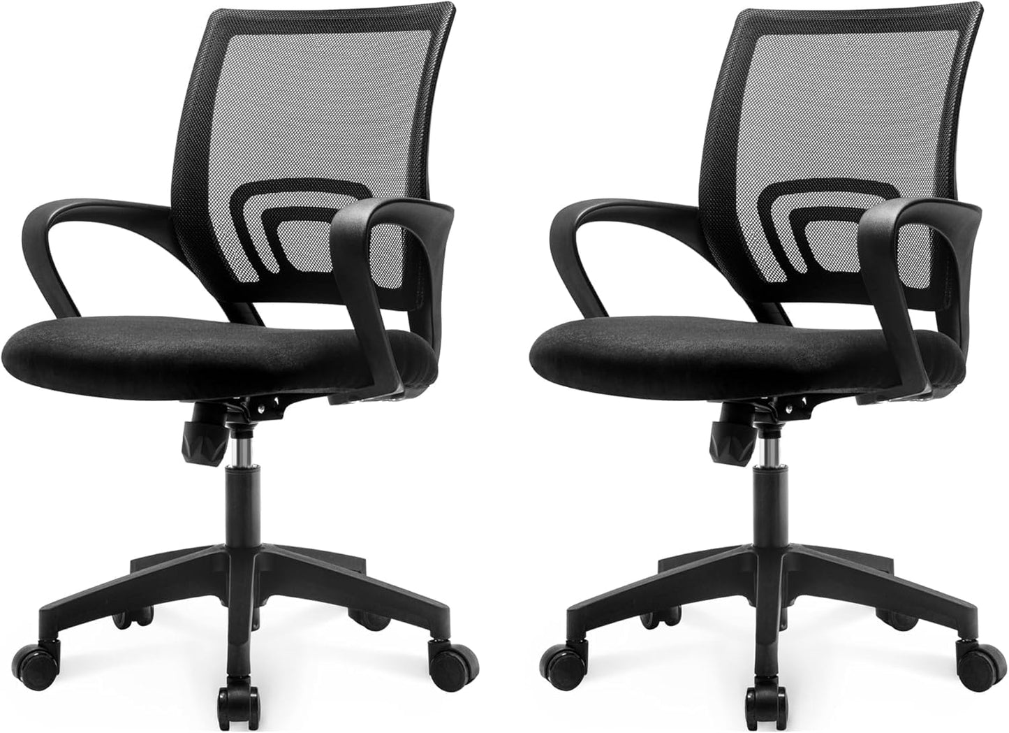 Office Chair with Ergonomic Mid Back Cushion Lumbar Support Adjustable Swivel Rolling Computer Gaming Desk Chair Comfy Mesh Seat Wheels Home Executive Use (1, All Black)