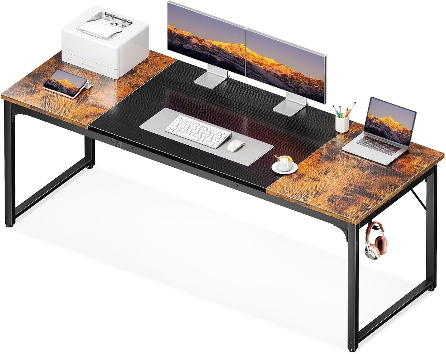 Coleshome 71 Inch Computer Desk, Modern Simple Style Desk for Home Office, Study Student Writing Desk, Black