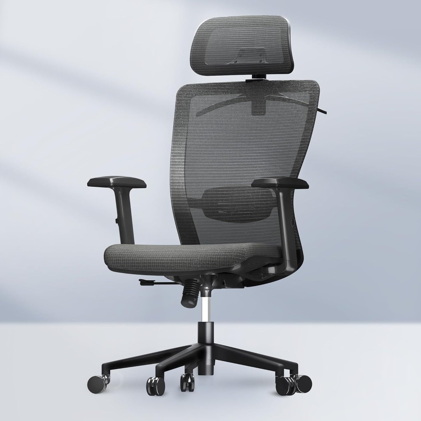 FLEXISPOT Classic Ergonomic Office Chair with High Back Swivel Computer Chair Executive Office Desk Chairs, with Lumbar Support/2D Headrest/Lockable Tilt Function, Foam Seat Cushion, White+Gray