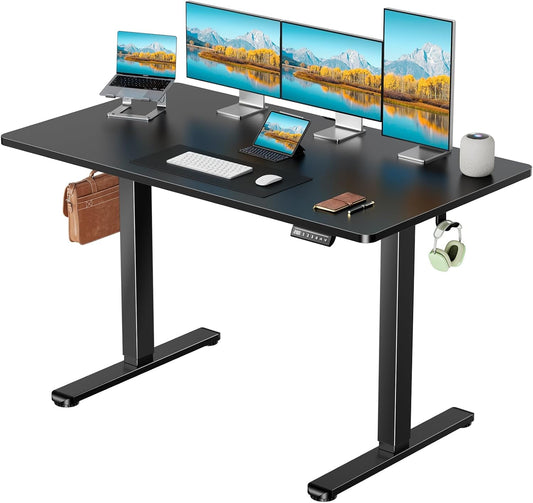 Marsail Electric Standing Desk with One-Piece Desktop,55 x 30 inch Height Adjustable Office Gaming Computer Desk with Deeper Tabletop,Home Office Stand up Desk with 4 Memory Presets, Desk for Bedroom