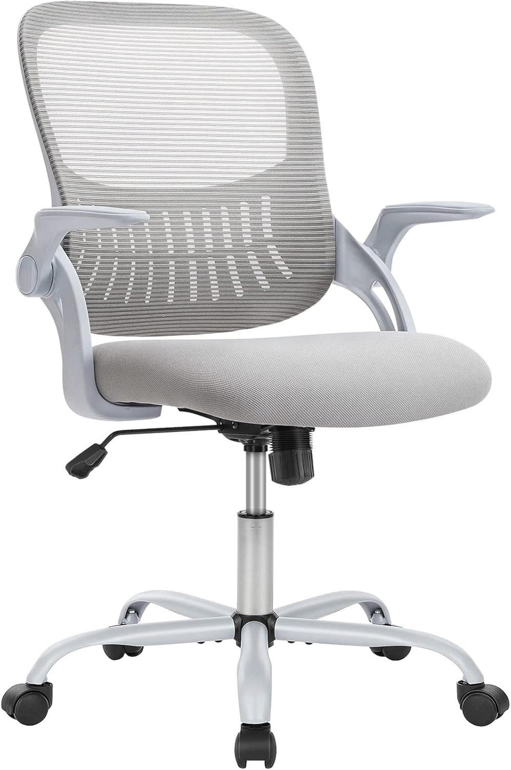 SMUG Office Computer Desk Chair, Ergonomic Mid-Back Mesh Rolling Work Swivel Task Chairs with Wheels, Comfortable Lumbar Support, Comfy Arms for Home, Bedroom, Study, Dorm, Student, Adults