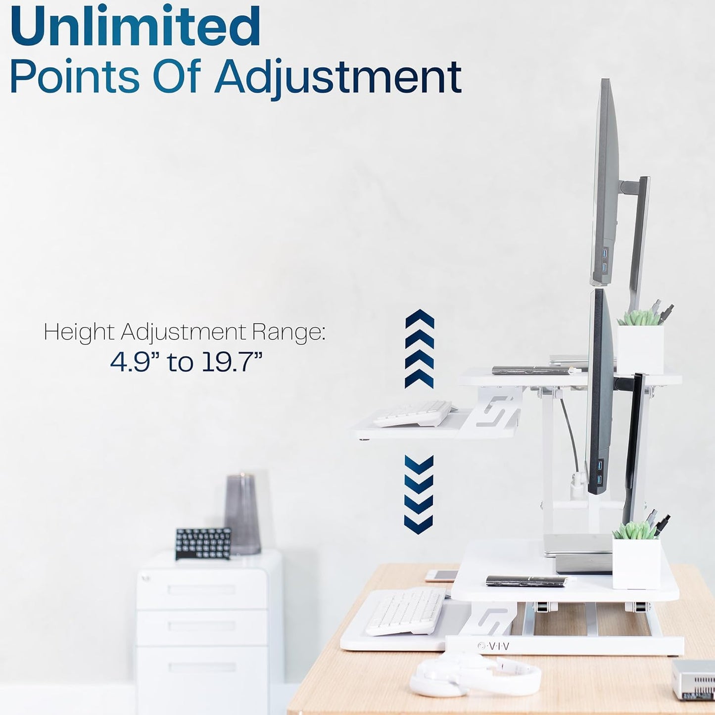 VIVO Desk Converter 32 inch Height Adjustable, MDF Wood Sit to Stand Riser, White, DESK-V000SW
