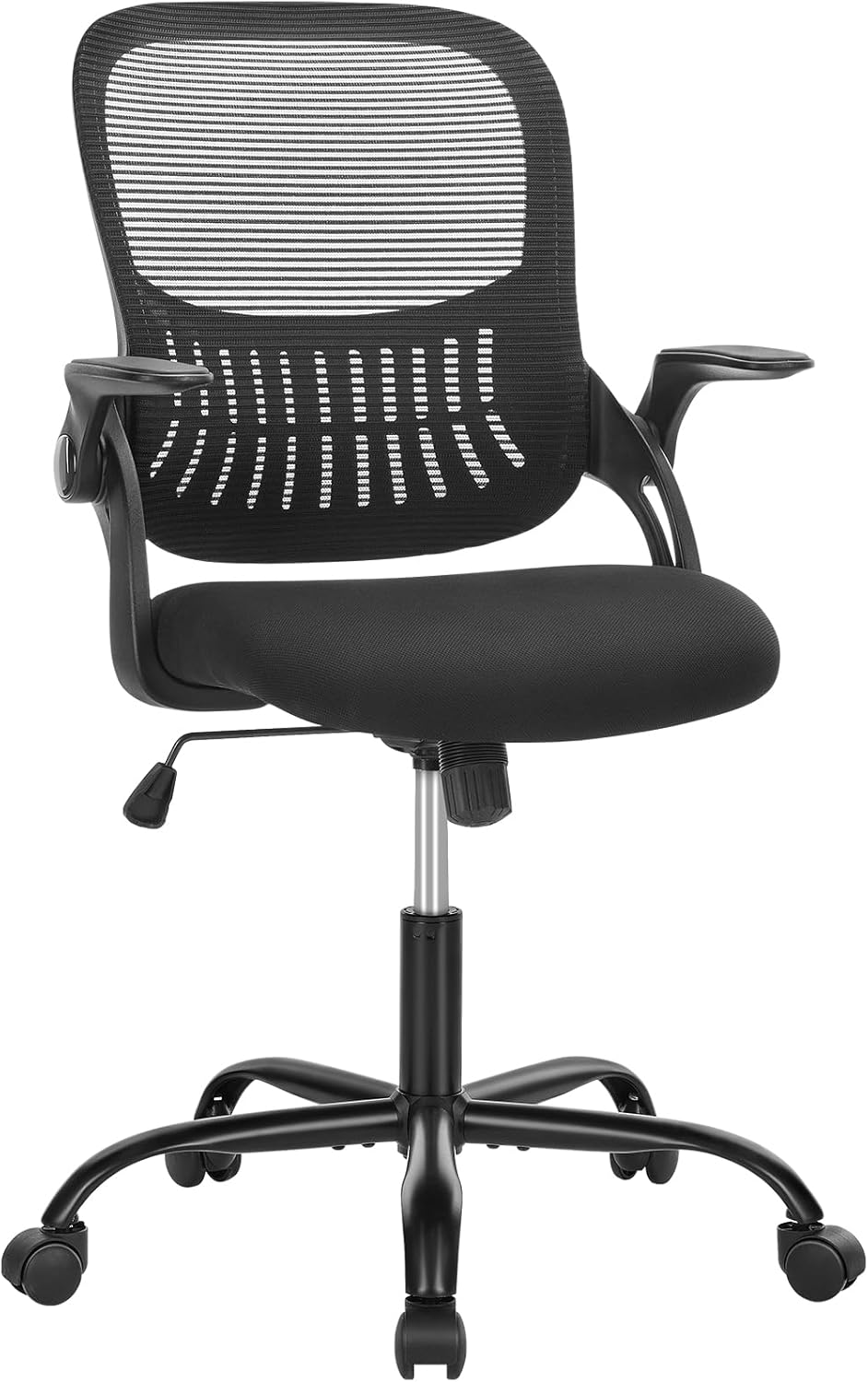 SMUG Office Computer Desk Chair, Ergonomic Mid-Back Mesh Rolling Work Swivel Task Chairs with Wheels, Comfortable Lumbar Support, Comfy Arms for Home, Bedroom, Study, Dorm, Student, Adults
