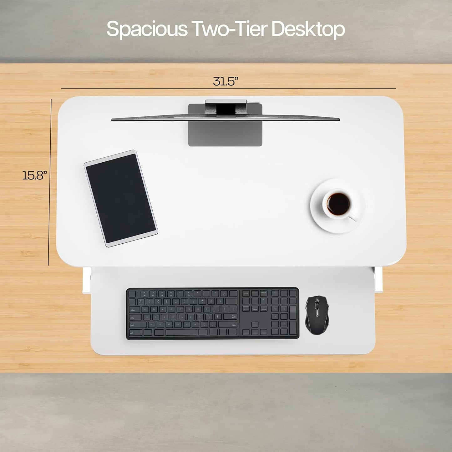 VIVO Desk Converter 32 inch Height Adjustable, MDF Wood Sit to Stand Riser, White, DESK-V000SW