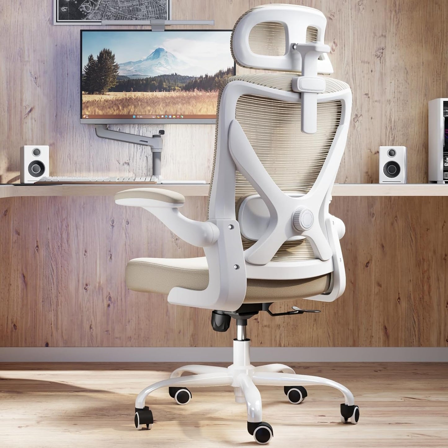 Ergonomic Office Chair - Computer Desk Chairs Comfy, Mesh High-Back Gaming Chair with Adjustable Lumbar Support, Executive Task Chair for Adults, Comfortable for Long Hours (Grey Silver)