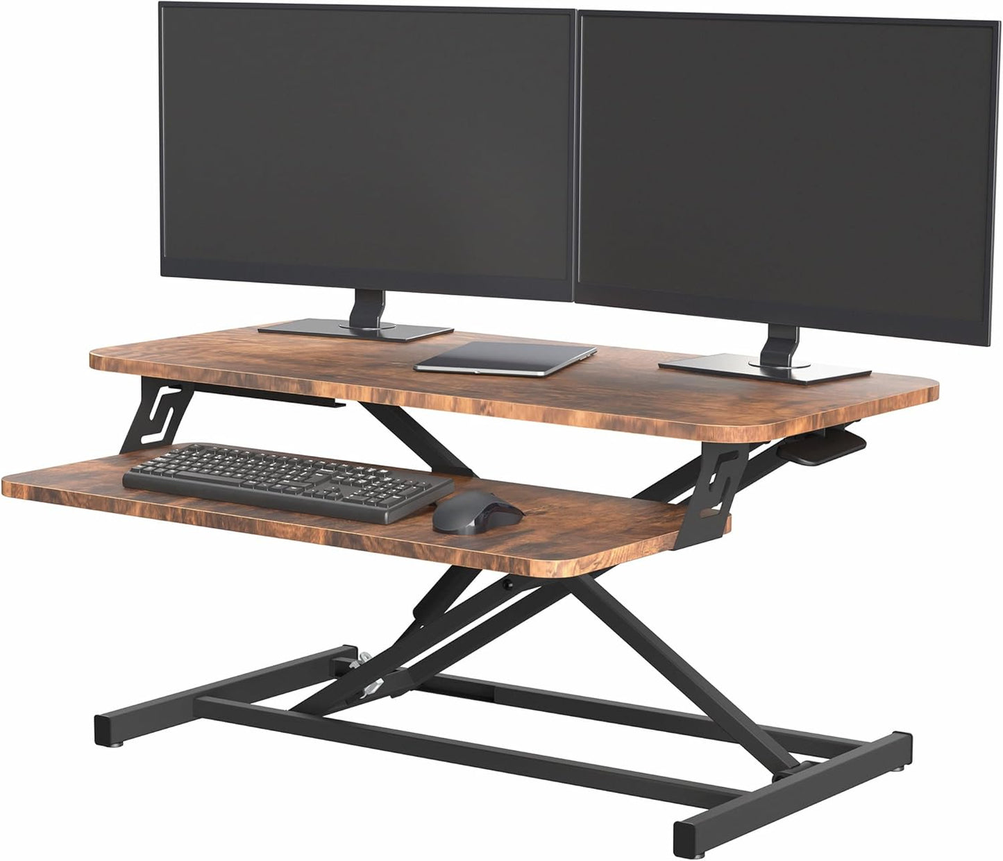 VIVO Desk Converter 32 inch Height Adjustable, MDF Wood Sit to Stand Riser, White, DESK-V000SW
