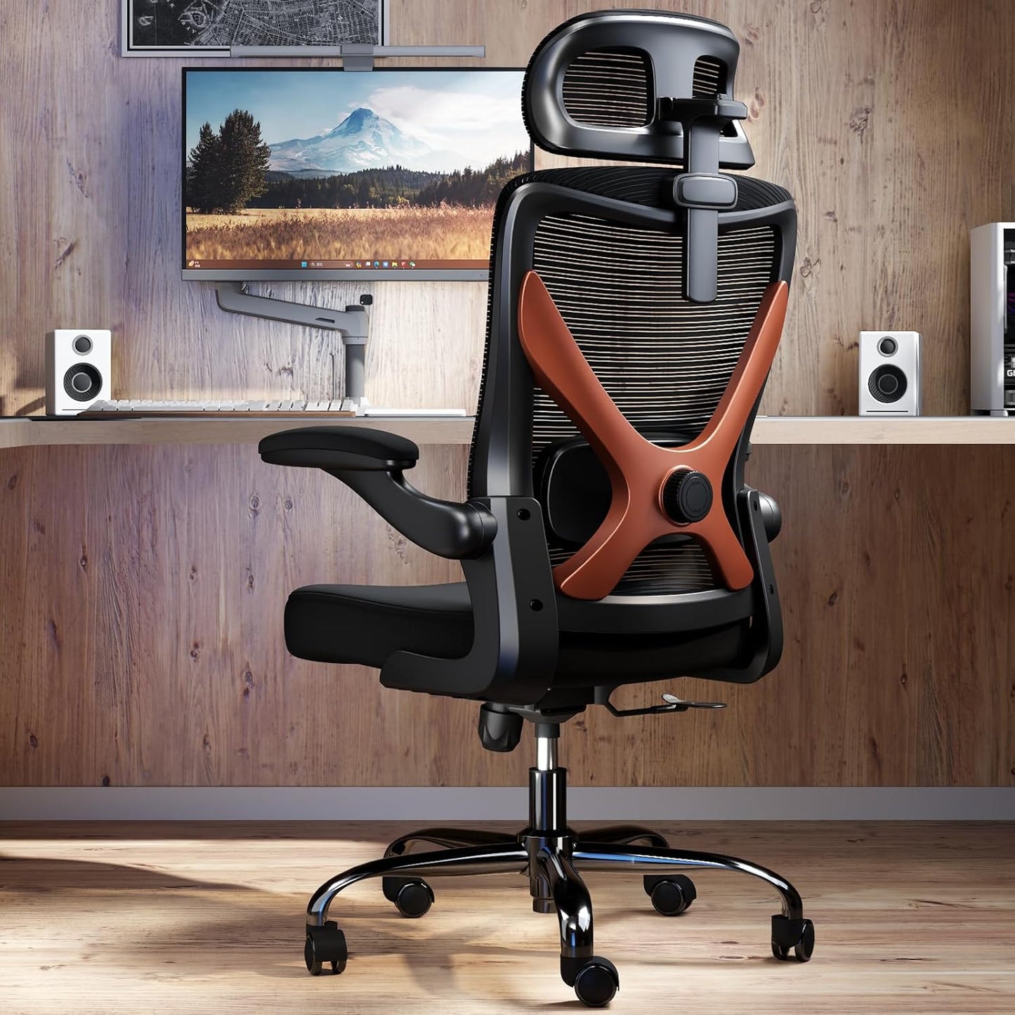 Ergonomic Office Chair - Computer Desk Chairs Comfy, Mesh High-Back Gaming Chair with Adjustable Lumbar Support, Executive Task Chair for Adults, Comfortable for Long Hours (Grey Silver)