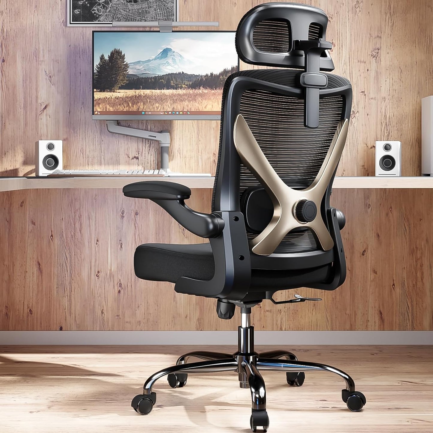 Ergonomic Office Chair - Computer Desk Chairs Comfy, Mesh High-Back Gaming Chair with Adjustable Lumbar Support, Executive Task Chair for Adults, Comfortable for Long Hours (Grey Silver)