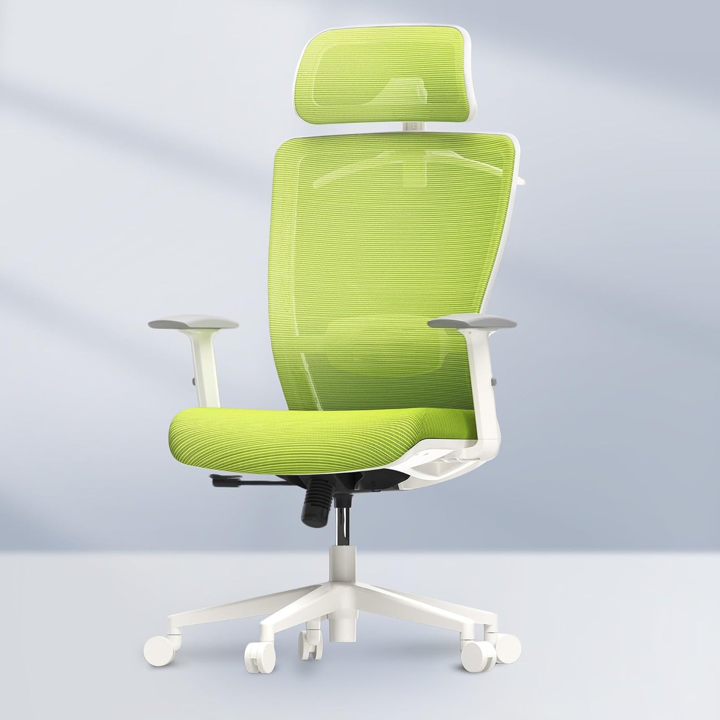 FLEXISPOT Classic Ergonomic Office Chair with High Back Swivel Computer Chair Executive Office Desk Chairs, with Lumbar Support/2D Headrest/Lockable Tilt Function, Foam Seat Cushion, White+Gray