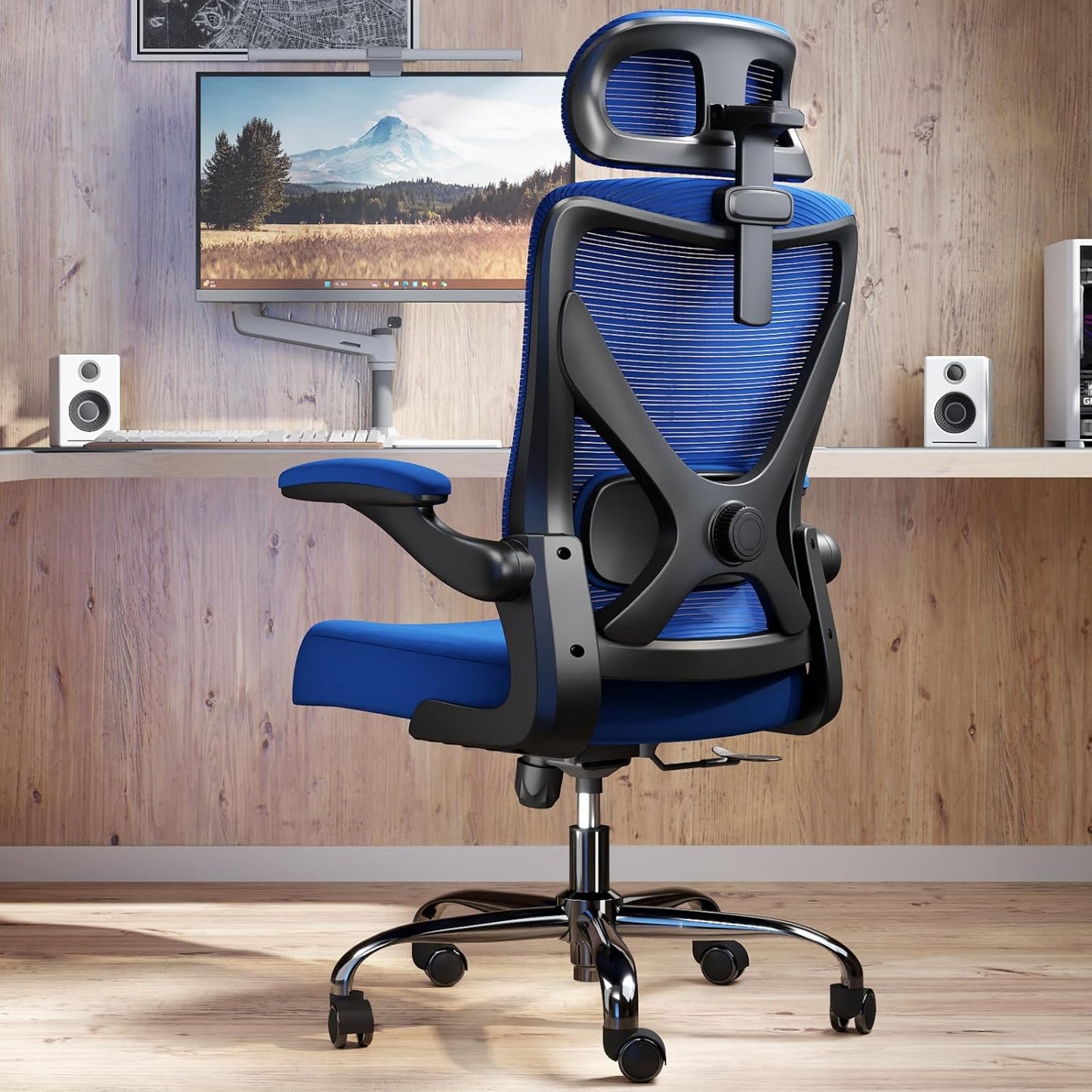 Ergonomic Office Chair - Computer Desk Chairs Comfy, Mesh High-Back Gaming Chair with Adjustable Lumbar Support, Executive Task Chair for Adults, Comfortable for Long Hours (Grey Silver)