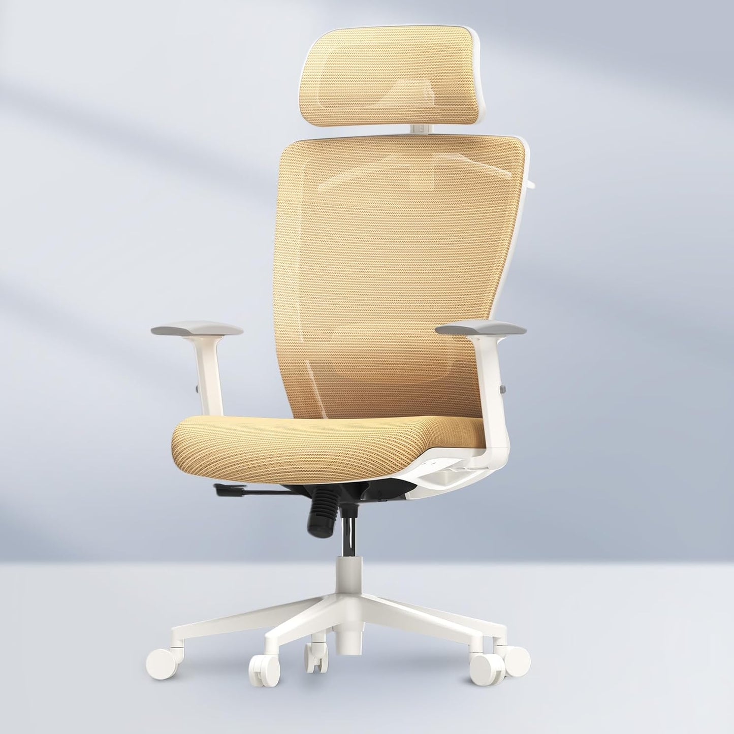 FLEXISPOT Classic Ergonomic Office Chair with High Back Swivel Computer Chair Executive Office Desk Chairs, with Lumbar Support/2D Headrest/Lockable Tilt Function, Foam Seat Cushion, White+Gray